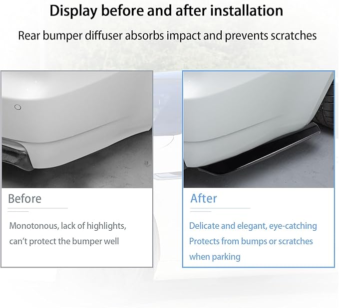 Augeny 2 PCS Rear Bumper Canard Diffuser, Anti-Crash Bumper Lip Body Kit, Universal Rear Installed at The Bottom for Lip Diffuser Splitter Canard Protector (Glossy)