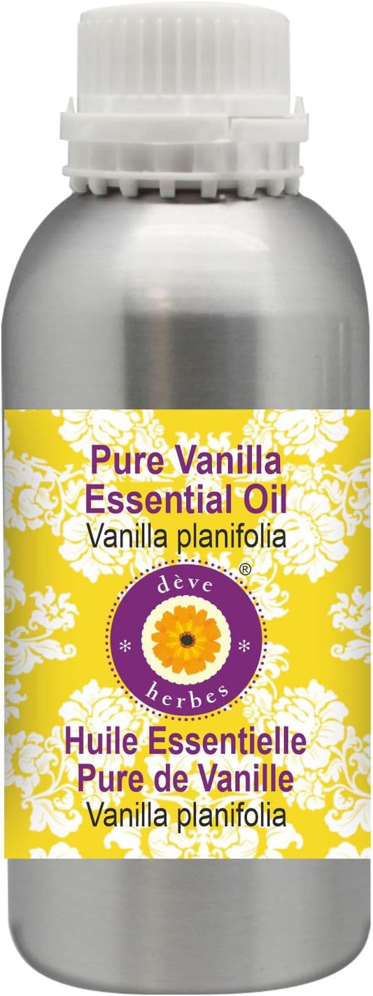 Deve Herbes Pure Vanilla Essential Oil (Vanilla planifolia) Steam Distilled 630ml (21 oz)