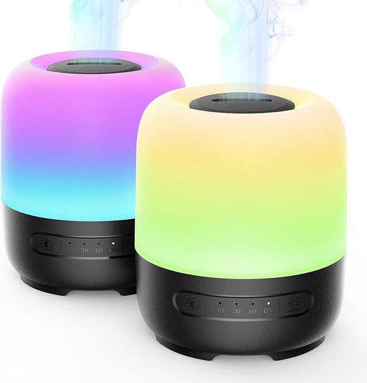Essential Oil Diffusers for Home, 300ml Ultrasonic Aromatherapy Diffuser with 4 Timer & 7 Color Night Lights, Quiet 20dB Operation for 12 Hours, for Bedroom, Nursery, Office (2)