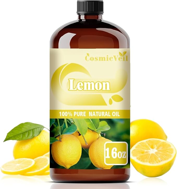 Lemon Essential Oil Lemon Oil for Aroma Diffuser,Humidifier,Home Fragrance,Cleaning,Body Care,Massage,Yoga,DIY Candle,DIY Soap CosmicVeil（Lemon，16 Fl Oz (Pack of 1)）