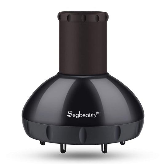 Segbeauty Hair Diffuser for Curly Hair, Upgraded Adjustable Air Flow, Deep Bowl, Professional Salon Frizz-free Fast Dry Diffuser Attachment with 1.57"-1.97" Nozzle, Black