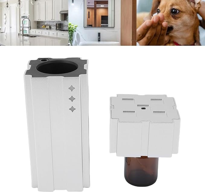 Luocute Waterless Essential Oil Diffuser, 20ML Low Noise Anti Leakage Intelligent Mode Dual Fluid Cold Mist Essential Oil Diffuser, Suitable for Car Bedroom Office (Silver)
