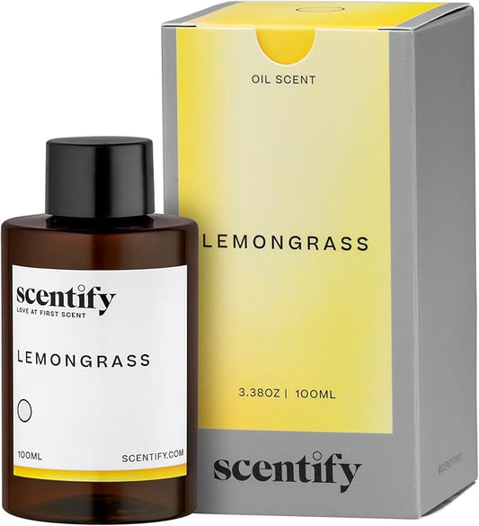 Scentify Lemongrass Aroma Oil Refill Scent for Oil Diffusers - Lemongrass, Clove, Musk Scents - Luxurious Relaxing Aromatherapy Diffuser Fragrance 100ml, 3.38 oz