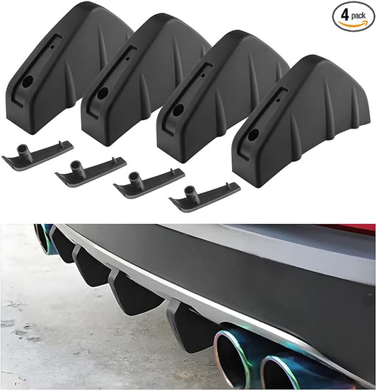 4pcs Car Rear Lower Bumper Wing Lip Diffuser, Anti-Crash Accessories Spoiler Shark Fin Protector, Rear Bumper Splitter Lip Wing with Screw, Universal Auto Decoration for Car SUV Truck