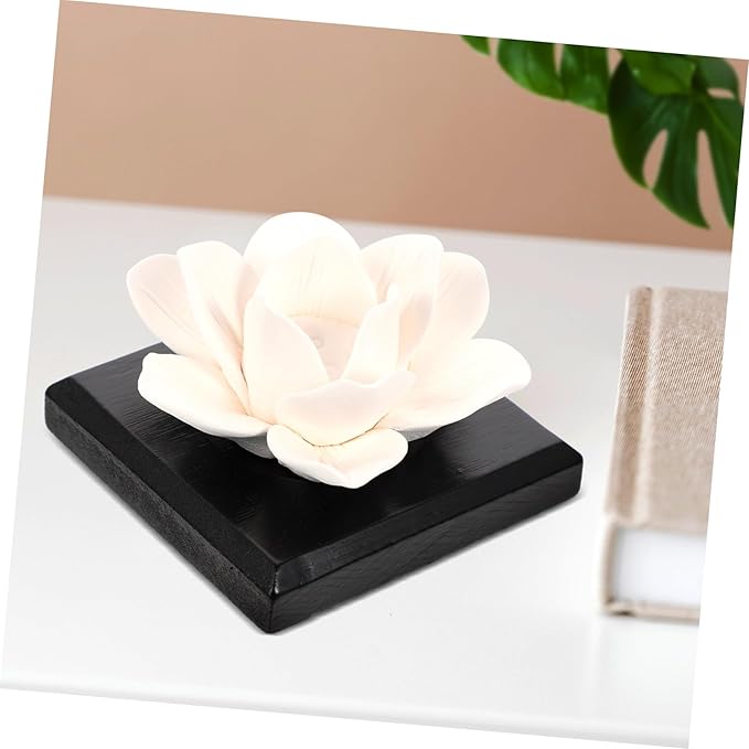 Holibanna Car Incense Diffuser Ceramic Air Perfume Decor Lotus Scent Diffuser for Vehicle and Safe Material Smooth Surface for Office Bedroom Yoga Meditation