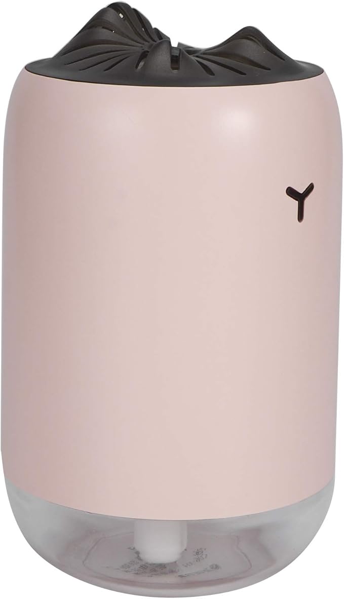 260ml USB Desktop Humidifier, Mini Air Diffuser with Night Light, Quiet Mist Humidifier for Home Office, One - Button Dual Mist Mode, Leak - Proof Design (Pink)