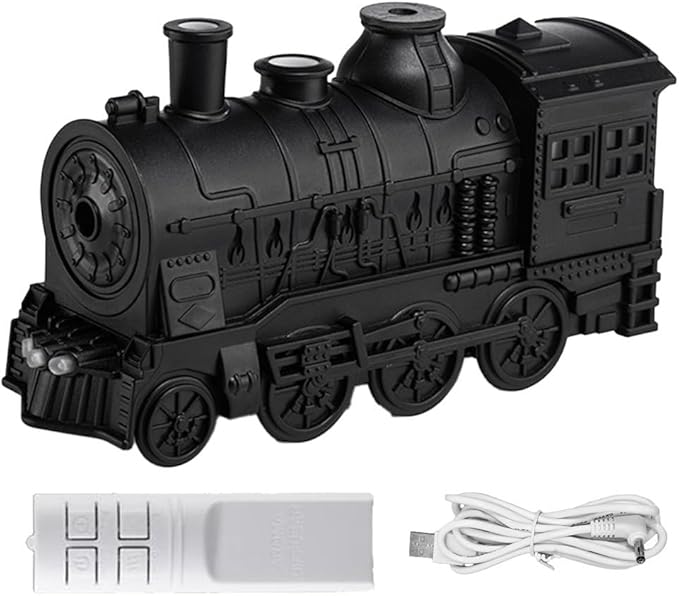 FABULETTA 300ml Retro Steam Train Essential Oil Diffuser with Cool Mist Humidifier, Quiet 25dB Operation, Auto Shut-Off, Dual Light Modes & Timer for Bedroom(Copper colored)