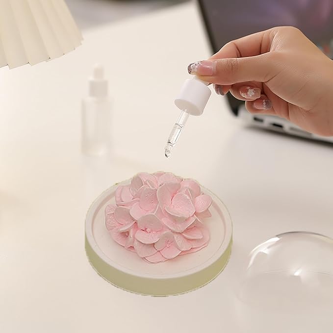 Essential Oil Passive Flower Diffuser -Non-Electric Peony Flower Porcelain Aromatherapy Diffusers for Small Mini Room, Desk Decorative, Bathroom (Pink, Hydrangea)