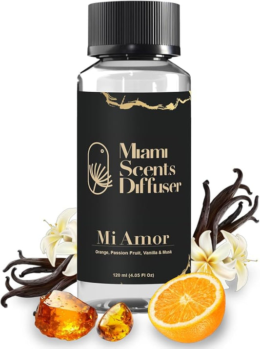 Mi Amor Sweet Essential Oil Refill Luxury Hotel Inspired, Long Lasting Aroma for Home & Office Diffuser, 120ml Fresh Blend of Orange, Passion Fruit, Vanilla, Musk - Scent for Spa Wellness Aromatherapy