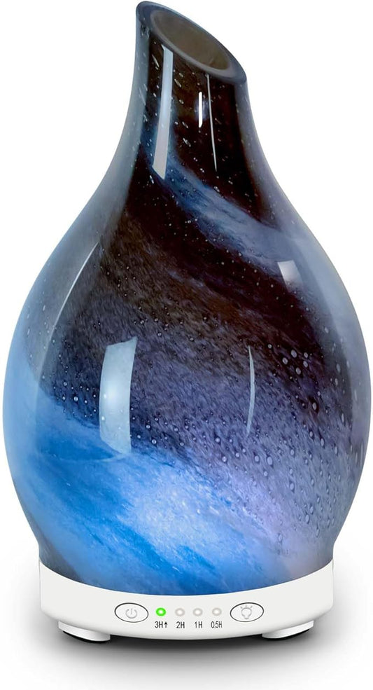 Essential Oil Diffuser 150ML Glass Aromatherapy Diffuser with 4 Timer Settings & 7 Color Changing Lights, Auto Shut-Off, Ultra Quiet Oil Diffuser for Home, Office, Yoga, Spa and Sleeping