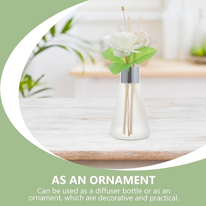 Hemobllo Glass Aromatherapy Vase Reed Diffuser Bottle with Dried Flower Sticks, Ocean Scent Fragrance Oil Diffuser for Bathroom and Home Décor, 3pcs Set