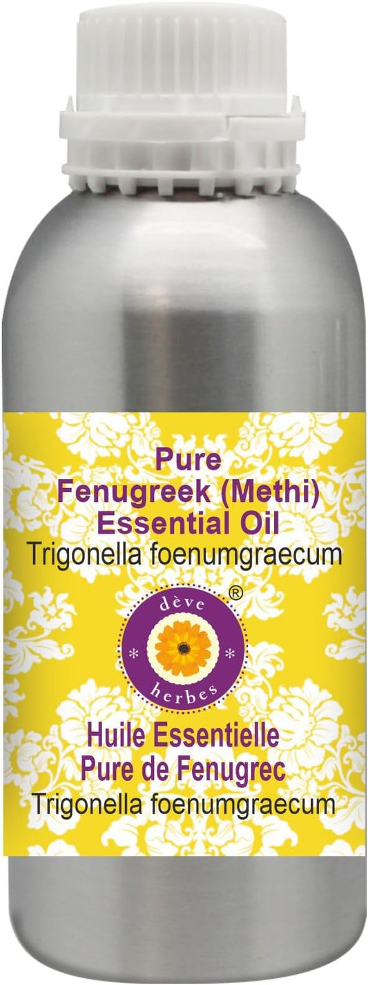 Deve Herbes Pure Fenugreek (Methi) Essential Oil (Trigonella foenumgraecum) Steam Distilled 1250ml (42 oz)
