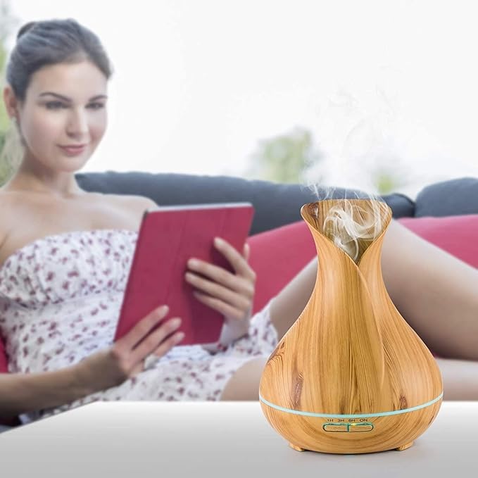 550ml Ultrasonic Aroma Diffuser & Cool Mist Humidifier with LED Lights – Quiet Essential Oil Diffuser for Home, Office, Yoga, Bedroom (550ml)