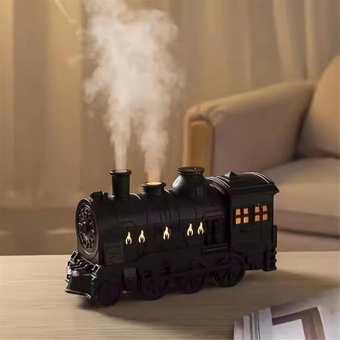 300ml Vintage Steam Train Aromatherapy Essential Oil Diffuser with Dual-Color LED Light, Train Oil Diffuser, 2 Mist Modes, Auto Shut-Off, Ultra-Quiet Humidifier for Home, Office (White,Colorful)