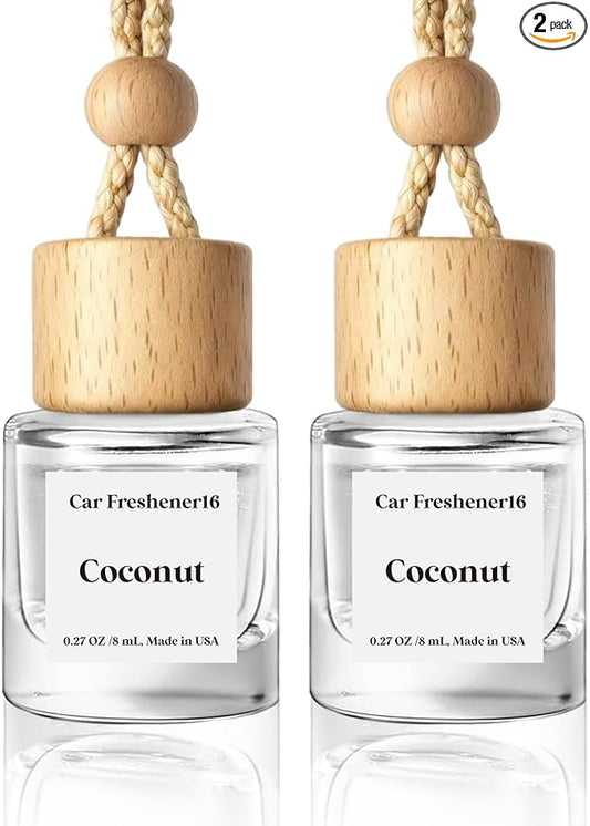 HoogaLife Car Air Freshener Diffuser 2 Pack Hanging Air Freshener Diffuser - Coconut Fragrance Oil Air D iffuser for Car, 45+ Days Long Lasting Fragrance Made in USA (C16)