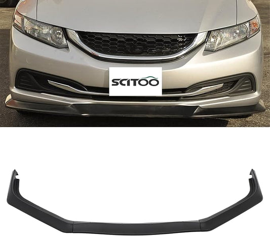 SCITOO Matte Black ABS Front Bumper Lip Chin Spoiler Fit for 2013-2015 for Honda Civic Sedan