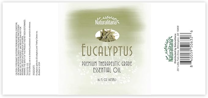 Naturalitana Eucalyptus Essential Oil 16 oz, Therapeutic Grade – Essential Oil for Diffuser, Humidifier, Bath Bombs, Soap & Candle Making