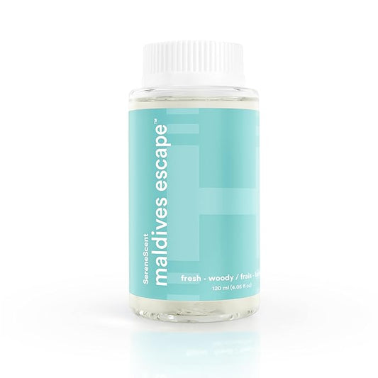Homedics SereneScent Waterless Diffuser Oil Refill — Maldives Escape (120ml). Clean, Safe, Luxurious Hotel-Inspired Home Fragrance. Compatible with SereneScent Diffusers. Easy Twist Plug & Play