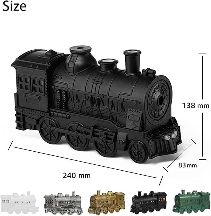 300ml Vintage Steam Train Aromatherapy Essential Oil Diffuser with Dual-Color LED Light, Train Oil Diffuser, 2 Mist Modes, Auto Shut-Off, Ultra-Quiet Humidifier for Home, Office (White,Colorful)