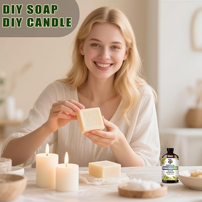 Honeysuckle Essential Oil - GV77ZF Honeysuckle Oils for Diffusers, Humidifiers, DIY Candles, Soap, Cleaning, Home, Office, Yoga, Massage, Gifts - 4 fl oz (120 ml)