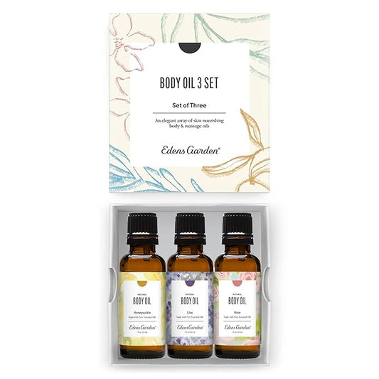 Edens Garden in Bloom Body Oil 3 Set – Floral Bath, Body & Massage Oils with Pure Essential Oils & Vitamin E, Moisturizing Aromatherapy Skincare Gift Set, 1 fl oz (30 ml)/ 3 Pack