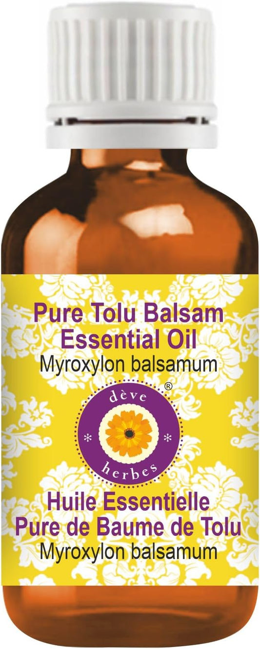 Deve Herbes Pure Tolu Balsam Essential Oil (Myroxylon balsamum) Steam Distilled 50ml (1.69 oz)