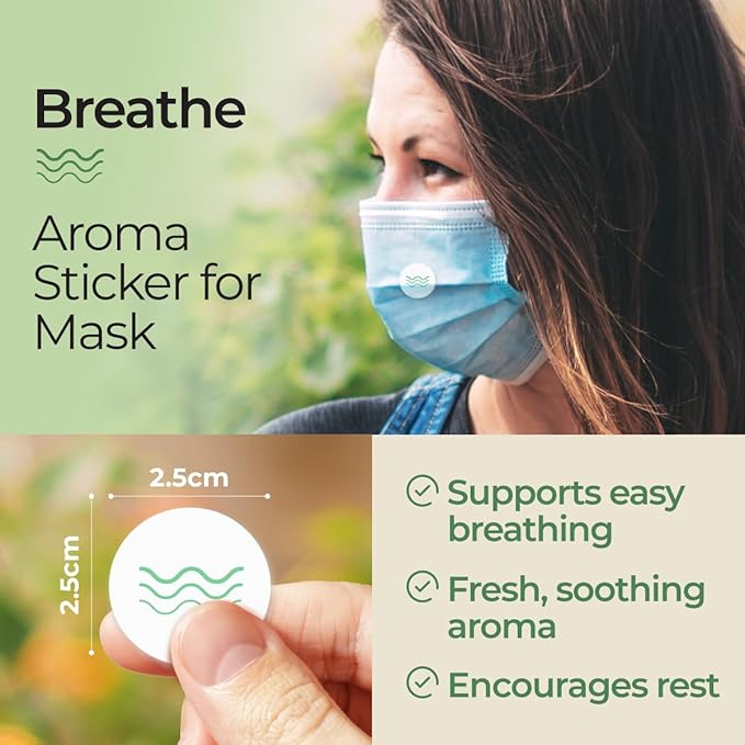 Gya Labs Breathe Aroma Patch - Essential Oil Scented Mask Stickers For Face Masks & Pillows, Infused With Refreshing & Fragrant Essential Oils (5 Packs, 60 Stickers)