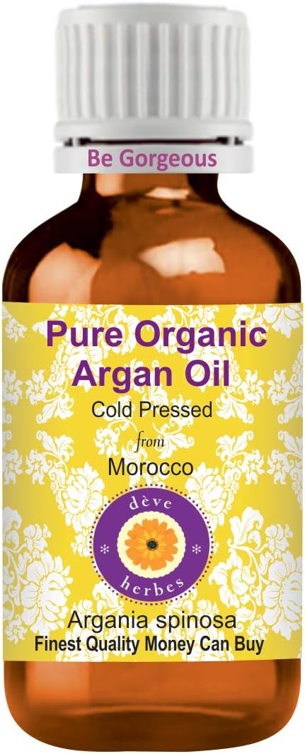 Deve Herbes Pure Organic Argan Oil (Argania spinosa) | Cold Pressed | Natural | Undiluted | for Diluting Essential Oils | for Hair, Skin & Massage | Men & Women | 30ml