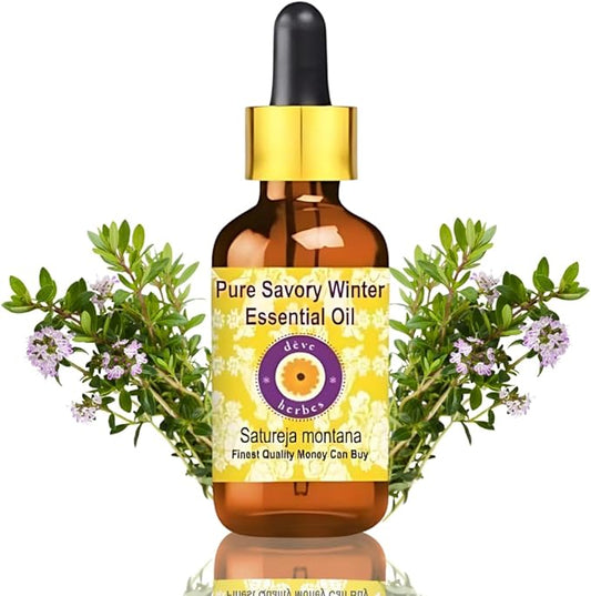 dève herbes Savory Winter Essential Oil (Satureja Montana) with Glass Dropper | Pure | Non-Sticky | Non-Greasy | Lightweight | Men & Women | All Skin Types | Steam Distilled 5ml (0.16 oz)