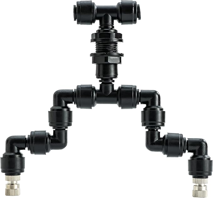 VEXPLO Reptile Terrarium Misting Nozzle 360 Degree Adjustable Reptile Fogger Mist Sprinkler, Dual-Head Black Misting Spray Nozzles for Aquarium Rainforest