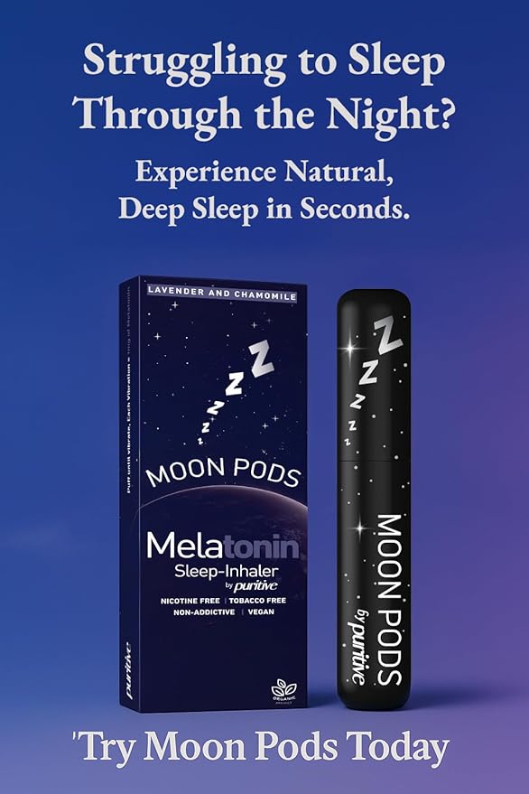 Melatonin Diffuser for Sleep Support – Natural Sleep Aid & Stress Relief Diffuser – Nicotine-Free, Non-Habit Forming – Reusable & Portable Melatonin Diffuser – Lavender & Chamomile Aroma