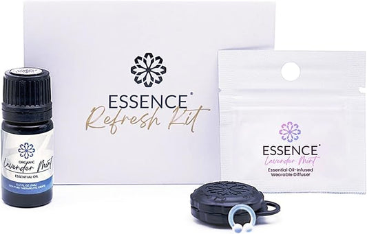 Essence Wearable Aromatherapy Nasal Diffuser – Lavender Mint Essential Oil Nose Ring Silicone Inhaler for Stress & Mood Support - Made in USA & Travel-Friendly