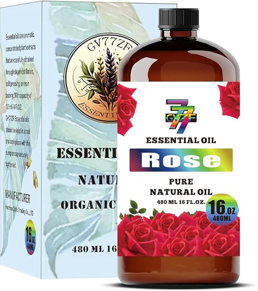 Rose Essential Oil - GV77ZF Rose Oils for Diffusers, Humidifiers, DIY Candles, Soap, Cleaning, Home, Office, Yoga, Massage, Gifts - 16 fl oz (480 ml)