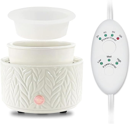 EQUSUPRO Wax Melt Warmer with Timer-3-in-1 Wax Melter Burner with Silicone Liner, Fragrance Warmer for Scented Candles, Wax Tarts, Essential Oils to Freshen Home Office, Auto Shut Off & Temperature