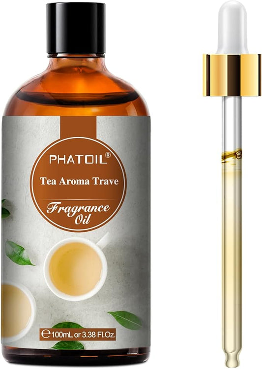 PHATOIL 100ML Tea Aroma Travel Fragrance Oils, Huge 3.38fl.oz Bottle Tea Aroma Travel Oil, Pure Aromatherapy Oils for Diffuser, Humidifier, Scented Oils for Soap, Candle Making