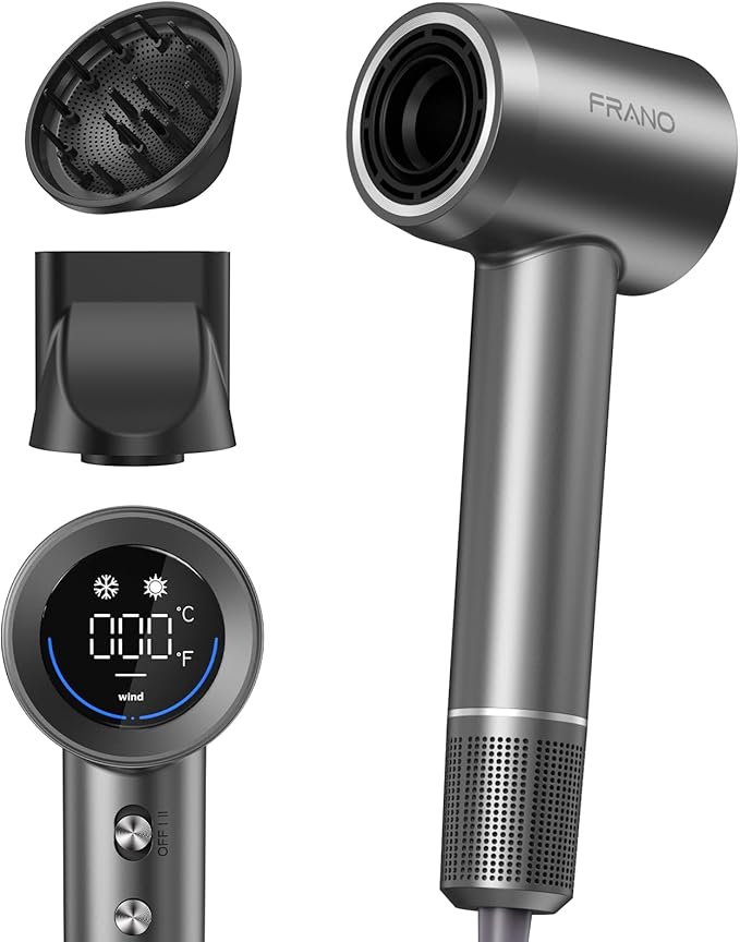 Hair Dryer for Women, Professional High-Speed & 200 Million Ionic Hairdryer, Fast-Drying Low Noise with Magnetic Diffuser & Nozzle, HD Display, Light and Quiet Hair Blow Dryer, Gifts for Men and Women