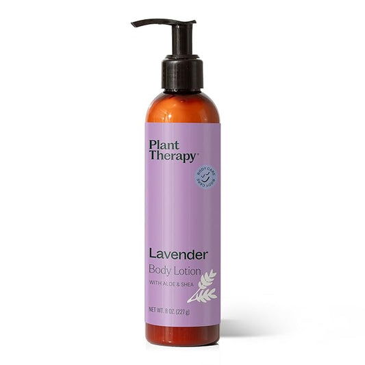 Plant Therapy Lavender Body Lotion with Aloe and Shea, Hydrate and Nourish Skin with Botanical Ingredients, 8 oz