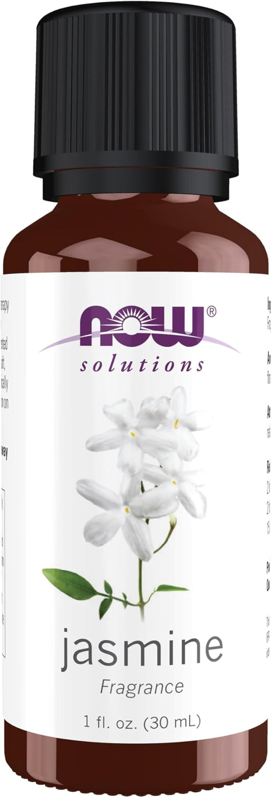 NOW Essential Oils, Jasmine Fragrance, Romantic Aromatherapy Scent, Steam Distilled, 100% Pure, Vegan, Child Resistant Cap, 1-Ounce