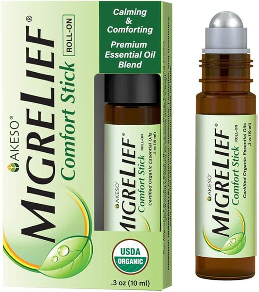 MigreLief Comfort Stick, Migraine and Headache Essential Oil Roll-On - Peppermint Lavender - 10ml