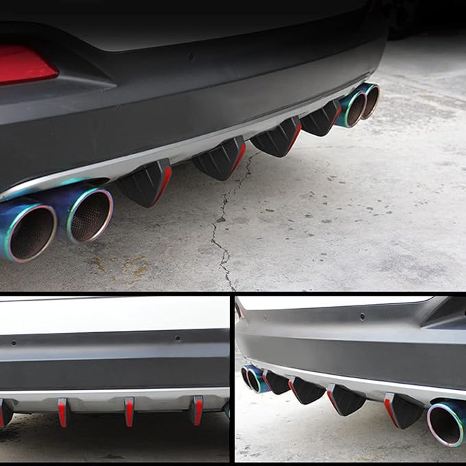 4pcs Car Rear Lower Bumper Wing Lip Diffuser, Anti-Crash Accessories Spoiler Shark Fin Protector, Rear Bumper Splitter Lip Wing with Screw, Universal Auto Decoration for Car SUV Truck