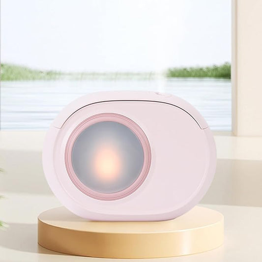 Humidifier for Bedroom, 400ml Desktop Fog Humidifiers, Essential Oil Diffuser with Dynamic Candlelight Flame Lamp, Suitable for Home, Travel & Plant Intelligent Anti Dry Burning Humidifier (Pink)