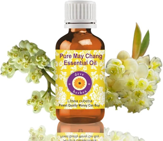 dève herbes May Chang Essential Oil (Litsea cubeba) Pure | Non-Sticky | Non-Greasy | Lightweight | Men & Women | All Skin Types | Steam Distilled 15ml (0.5 oz)