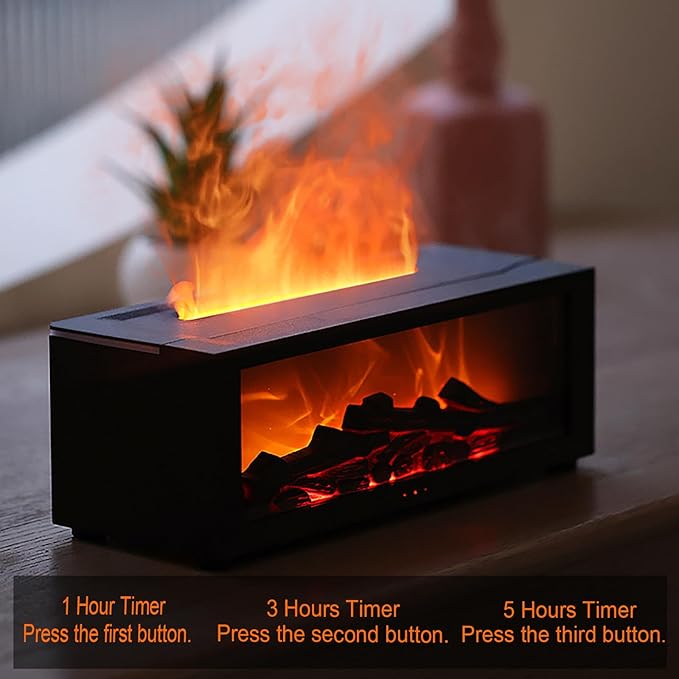 Essential Oil Diffuser, Fireplace Flame Air Diffuser Humidifier,7 Colors Aromatherapy Aroma Diffuser, Ultrasonic Aroma Humidifier with Timer for Bedroom Home Office Yoga