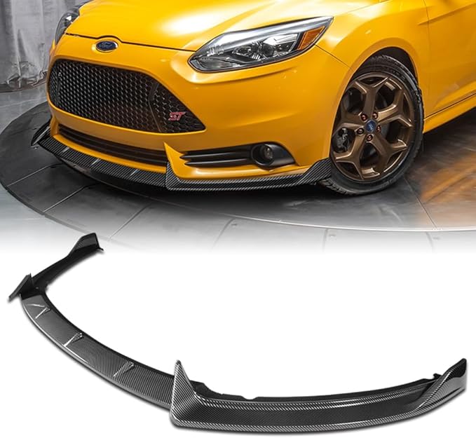 Q1-TECH, 9PCS Front Bumper Lip & Side Skirt Extensions Diffuser Compatible with 2012-2014 Ford Focus ST Hatchback Models, Front Bumper Lip Spoiler Air Chin Body Splitter ABS (Painted Carbon)