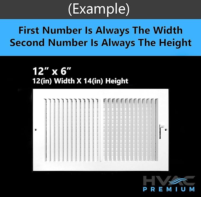 HVAC Premium 14''w X 6''h Aluminum Double Deflection Adjustable Air Supply HVAC Diffuser - Full Control Vertical/Horizontal Airflow Direction - Vent Duct Cover [Outer Dimensions: 15.6''w X 7.6''h]