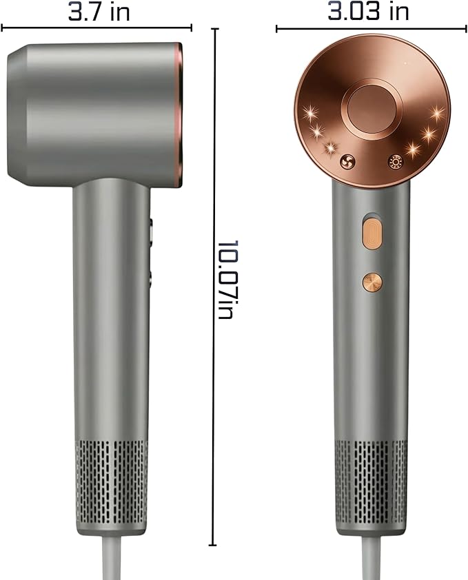 AXURA Travel Hair Dryer 160000 RPM Brushless Motor, Diffuser Hair Dryer For Fast Styling, Heat Control, Lightweight Low Noise Blow Dryer With Diffuser, Hair Dryer With Magnetic Nozzle For Home & Salon