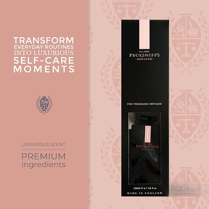 Pecksniff's Bergamot and Ginger Black Square Diffuser | 200 ml/6.76 Fl Oz
