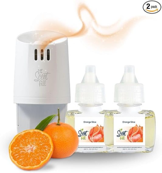 Scent Fill Orange Slice Plug in Air Freshener, Scented Oil Refills, 2 Refills + Diffuser