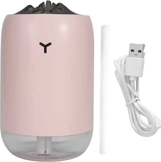 260ml USB Desktop Humidifier, Mini Air Diffuser with Night Light, Quiet Mist Humidifier for Home Office, One - Button Dual Mist Mode, Leak - Proof Design (Pink)
