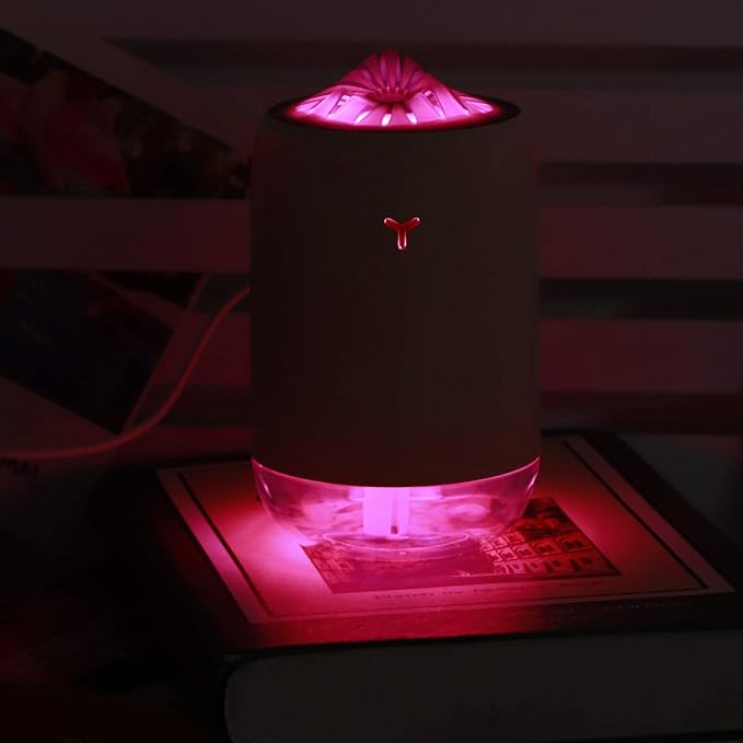 260ml USB Desktop Humidifier, Mini Air Diffuser with Night Light, Quiet Mist Humidifier for Home Office, One - Button Dual Mist Mode, Leak - Proof Design (Pink)